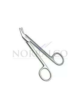 Wire Cutting Scissors, 4.3/4″ (12.1 cm), Angled, 1 Serrated Blade